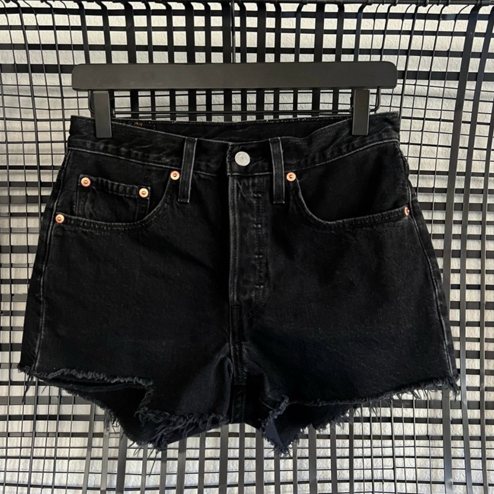 Levi's black cut off 501 jean shorts